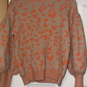 Leopard Print Sweater in Orange and Tan